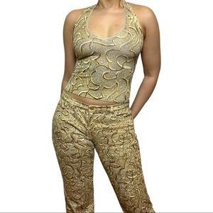 Roberto Cavalli Spring/Summer 2000 Halter Top & Beaded Jeans Set